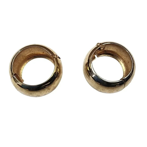 Vintage Wide Hoop Earrings Gold Tone - Picture 1 of 2